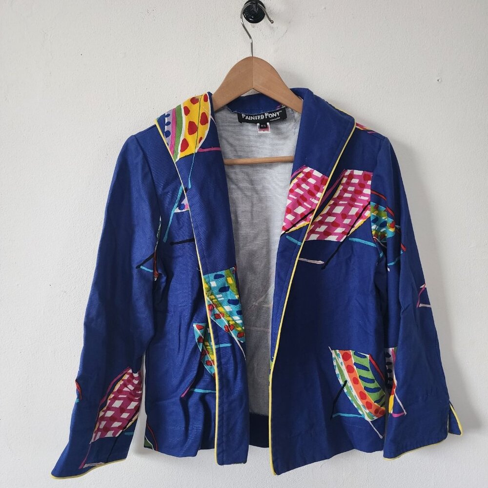 Painted Pony Blazer Jacket Blue Summer Blazer XS Made in USA